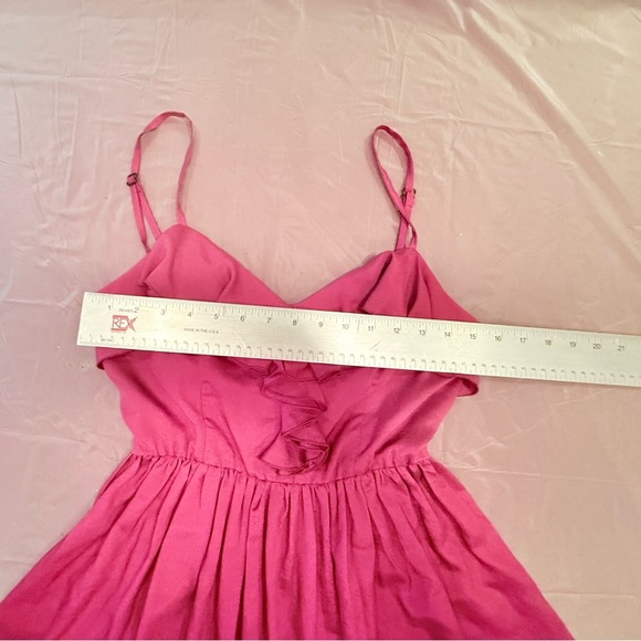 Eight Sixty Y2K Dark Pink Ruffle Mini Spaghetti Strap V-neck Dress Size Small - Picture 8 of 9